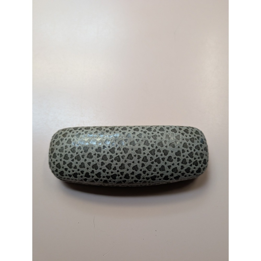 CORINNE McCORMACK Heart Print Suede Fabric Hard Clamshell Eye Glass Case